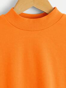 SHEIN 男小童字母補丁細節運動衫 - 橘色 - 查看 3