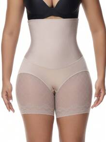 Women's Sheer Mesh Contrast Shapewear Bottom - Mocha Brown - View 3