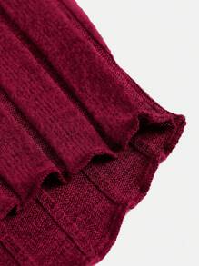 SHEIN Leap Crew Teen Girl Lettuce Trim Hanky Hem Crop Tee - Burgundy - View 3