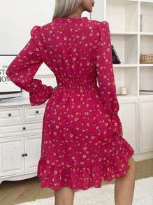 Breezaya Đầm suông hở eo in họa tiết hoa toàn thân cho kỳ nghỉ đi biển dành cho nữ - Màu Hồng Tươi - Xem 2