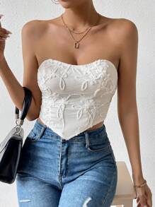 Chiquease 頭巾下擺短款抹胸上衣 - 白色 - 查看 3