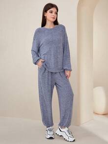 Mulvari Áo thun Thả vai & Quần nỉ - Xám - Xem 3