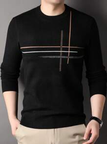 Men Striped Pattern Sweater