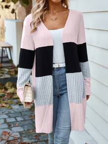 🌸Spring Specials💐 Women's Color Block Open Front Hooded Coat