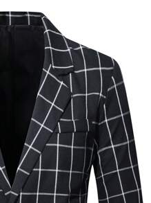 Manfinity Mode Men Grid Print Blazer & Suit Pants - Black - View 5