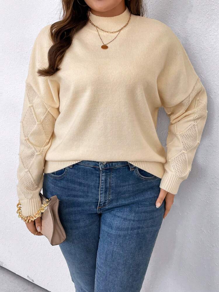 Plus Mock Neck Drop Shoulder Sweater