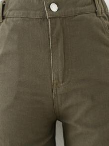 Tween Boy Flap Pocket Side Cargo Jeans - Army Green - View 3