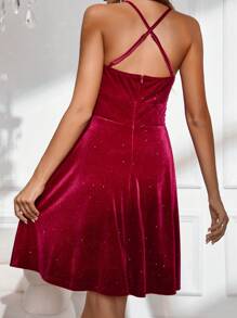 SHEIN Maternity Surplice Neck Cami Dress - Burgundy - View 2