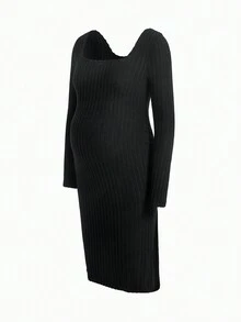 SHEIN Thai sản Đầm Với 3 màu Sọc Thiết kế , Bên Khe Và Viền bất đối xứng - Nhiều màu - Xem 9