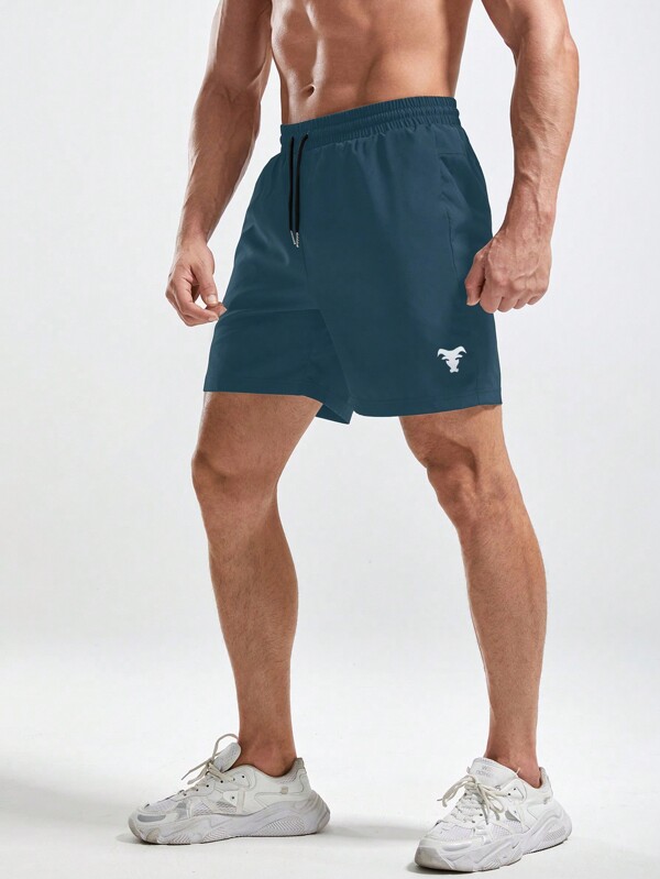 Manfinity Sport Corelite Boyfriend Style Men Graphic Print Drawstring Waist Sports Shorts Gym Shorts Jogger Shorts Grey Shorts