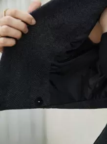 BizChic Solid Lapel Neck Crop Blazer Fall Women Outfits Women Jackets - Black - View 3