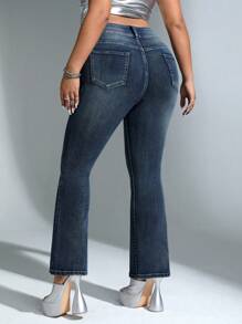 SHEIN ICON Hơn Cao eo Quần ống loe - Màu xanh lam - Xem 2