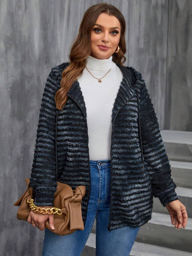 Plus Zip Up Hooded Coat