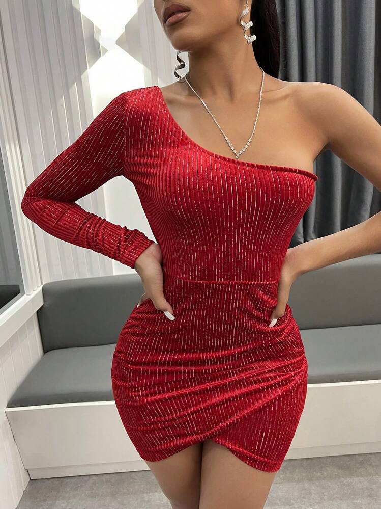 SHEIN SXY One Shoulder Tulip Hem Bodycon Dress SHEIN