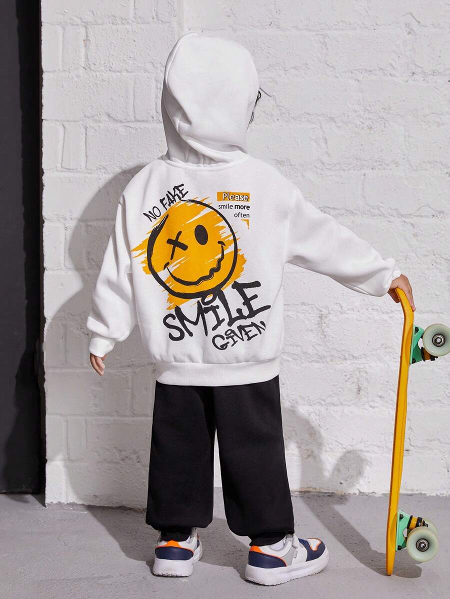 SHEIN 男小童卡通和字母圖案連帽衫和運動褲 - 彩色 - 查看 1