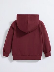 SHEIN 小男孩鹿角和标语图案卫衣 - 酒紅色 - 查看 2