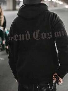 Manfinity EMRG Nam Đồ họa Chữ cái Thả vai Hoodie - màu đen - Xem 1