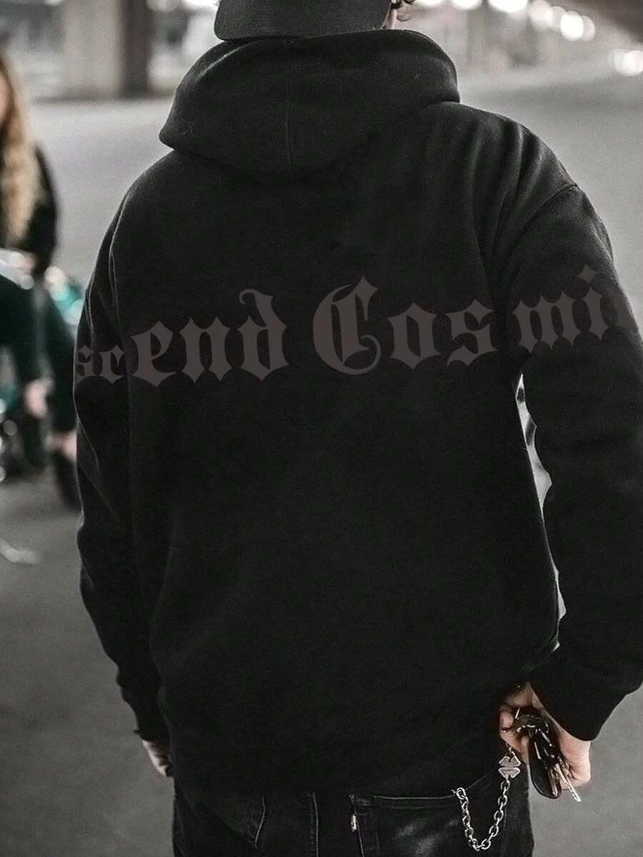 Manfinity EMRG Nam Đồ họa Chữ cái Thả vai Hoodie - màu đen - Xem 1