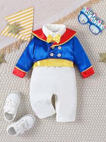 SHEIN 男嬰二合一前蝴蝶結夾克&連身褲拍攝套裝 - 彩色 - 查看 1