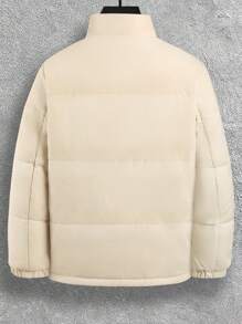 Manfinity Homme Men Letter Graphic Zip Up Padded Coat Without Sweater - Apricot - View 2