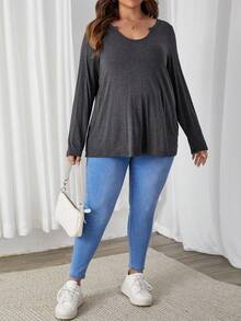SHEIN Thai sản Áo thun - Màu xám đen - Xem 5