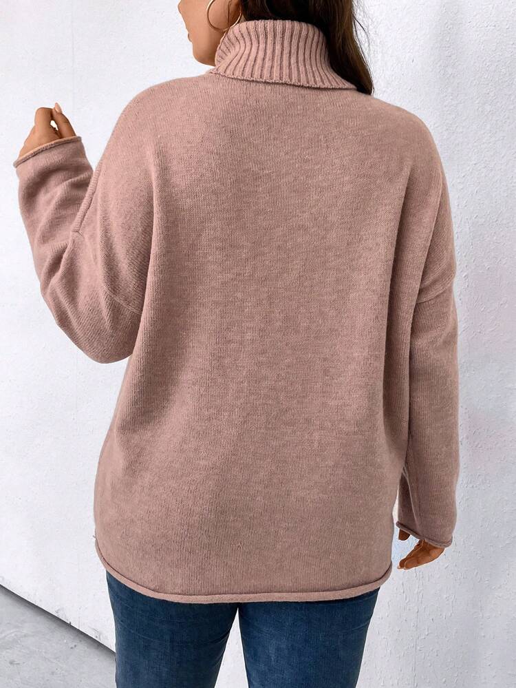 Plus Turtleneck Drop Shoulder Sweater