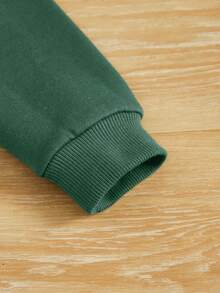 SHEIN Áo nỉ in hình hoạt hình và chữ cái dành cho bé trai - màu xanh lá - Xem 4