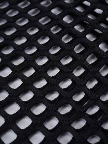 SHEIN Unity Hollow Out Zip Up Crop Jacket - Black - View 7