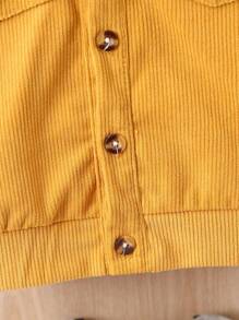 Bebé niño Cazadora cuello de borreguito con bolsillo con solapa con botón delantero sin camiseta - Amarillo - Ver 6