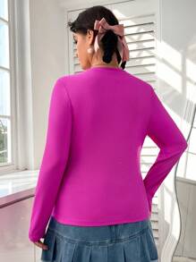 SHEIN EZwear 女士們大碼素色T恤 - 玫紅色 - 查看 2