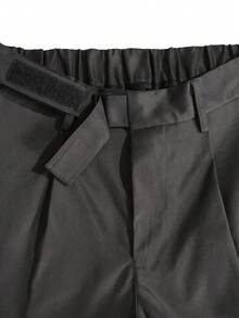 Manfinity Mode 男士斜口袋腰帶長褲 - 深灰色 - 查看 4