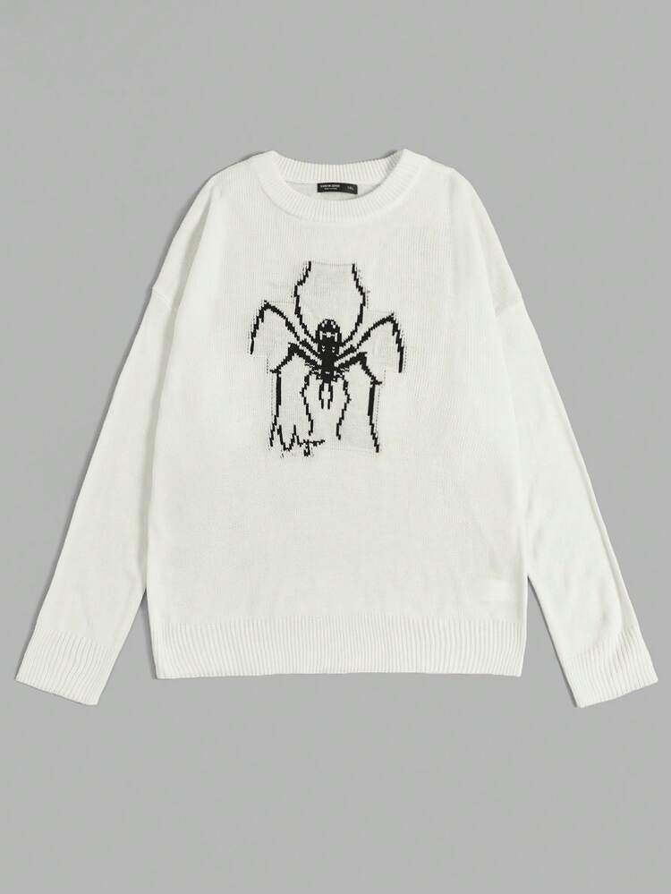Plus Spider Pattern Drop Shoulder Sweater