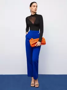 Maija 1 件纯黑色高领网眼修身紧身衣成人款