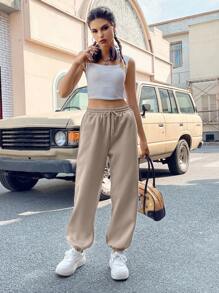 INAWLY Eo dây rút Túi nghiêng Quần thể thao - Màu Khaki - Xem 3