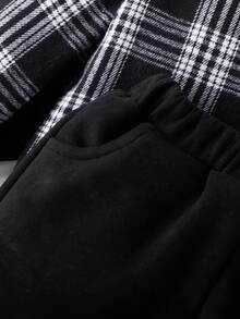 男嬰格紋印花襯衫&夾克背心和褲子