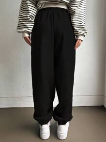 DAZY Solid Elastic Waist Sweatpants,Women Joggers