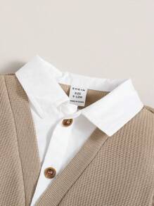 Baby Boy Contrast Collar 2 In 1 Sweatshirt & Sweatpants