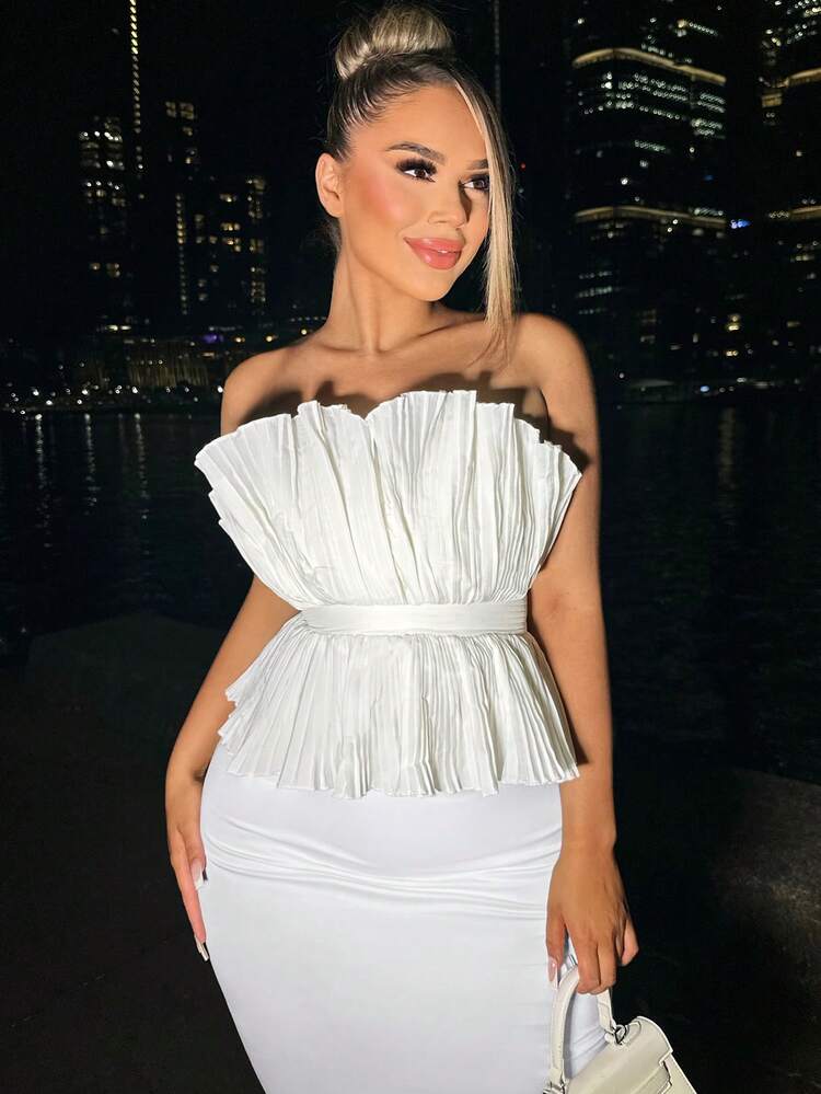 Ruffle Trim Top & Mermaid Hem Skirt