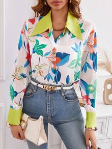 SHEIN Clasi 印花前紐扣襯衫 - 彩色 - 查看 4