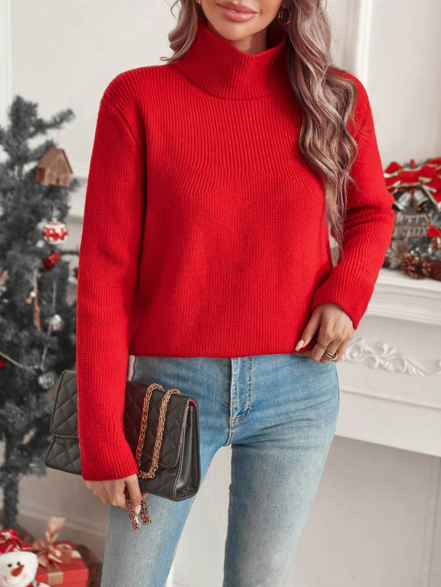 SHEIN LUNE 高領條紋針織套頭毛衣