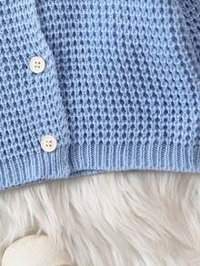 男嬰3D耳朵設計前紐扣連帽開襟衫 - 淺藍色 - 查看 3