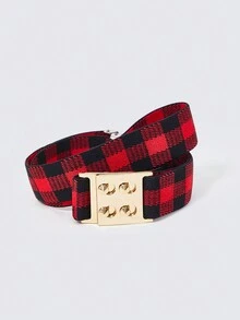孩子們黑色&紅色的格紋彈力皮帶 - 彩色 - 查看 5