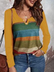 SHEIN LUNE Khối màu Cổ có Lỗ hổng Áo thun - Nhiều màu - Xem 5