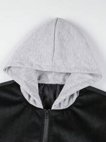 Manfinity Homme 1 chiếc áo khoác có dây kéo có mũ trùm đầu phù hợp cho nam giới - màu đen - Xem 5