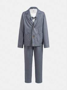 3pcs/Set Tween Boys' Elegant Fitted 2 In 1 Shirt, Suit Jacket And Pants Matching Set - Multicolor - View 7