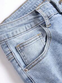 Manfinity Hombres Jeans desgarro estampado de cráneo - Lavado ligero - Ver 5