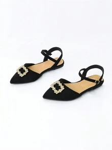 Women's Plus Size Hollow Out Flat Shoes - Black - View 5