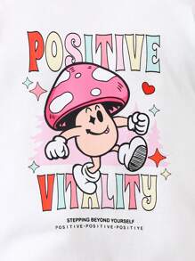 SHEIN Baby Girl Cartoon & Slogan Graphic Colorblock Tee Jumpsuit - Multicolor - View 3