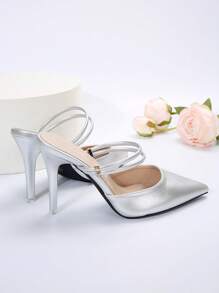 Fall/Winter 2025 Women Closed Toe Pumps, New Elegant Mules Heels Shoes, Suitable For Date, Street, Party, Meeting, Commute And Business,Elegant,Elegant - Silver - View 7