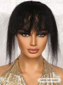 自然黑色頭髮帶劉海人類頭髮適合女士夾片接髮日常使用 - Natural Black - 查看 2